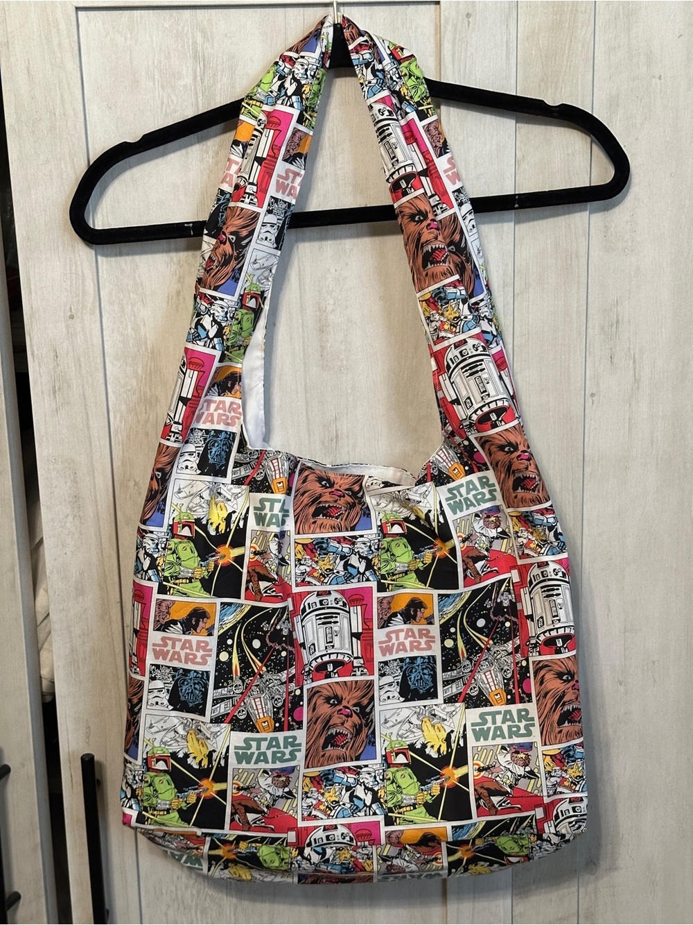 Star Wars White Multicolor Medium Size Shoulder Strap Handmade Tote Bag